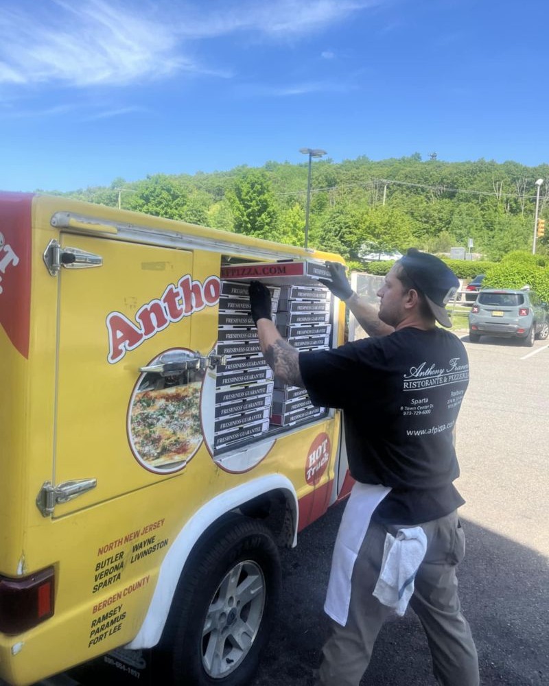 Loading up the delivery truck with pies - Anthony Francos in Sparta NJ